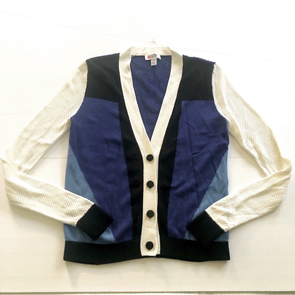Peter Pilotto for Target Colorblock Mesh Cardigan Sweater cotton blend sz XS